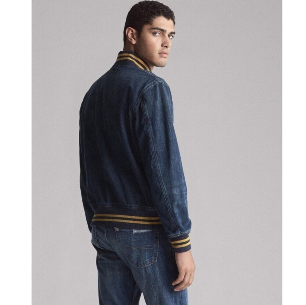 Ralph Lauren Men Denim Baseball Varsity Polo Logo Snap Front Jacket Size XXL - Picture 5 of 11